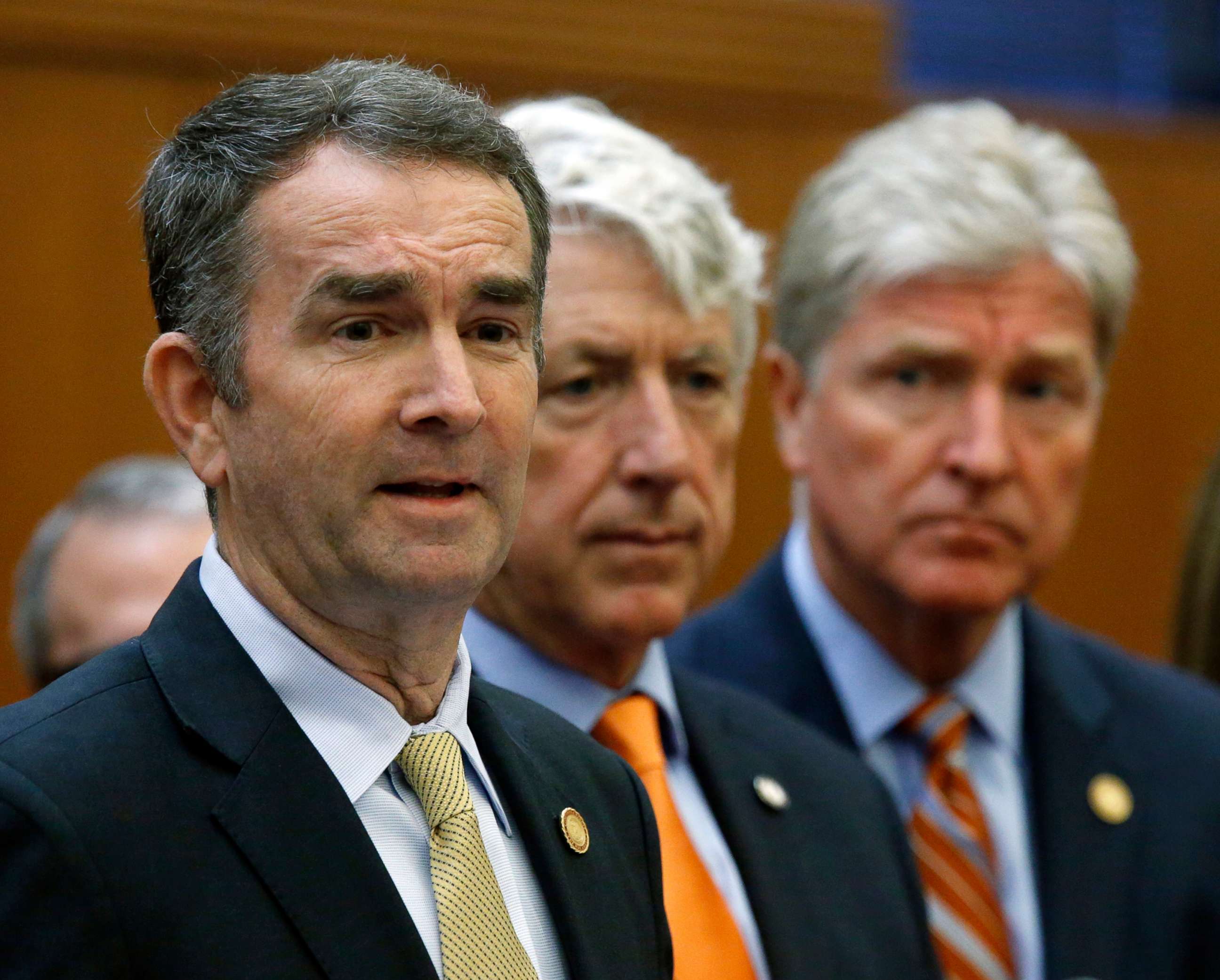 PHOTO:Virginia Gov. Ralph Northam makes remarks at a press conference dealing with gun violence while Attorney General Mark Herring, June 4, 2019.