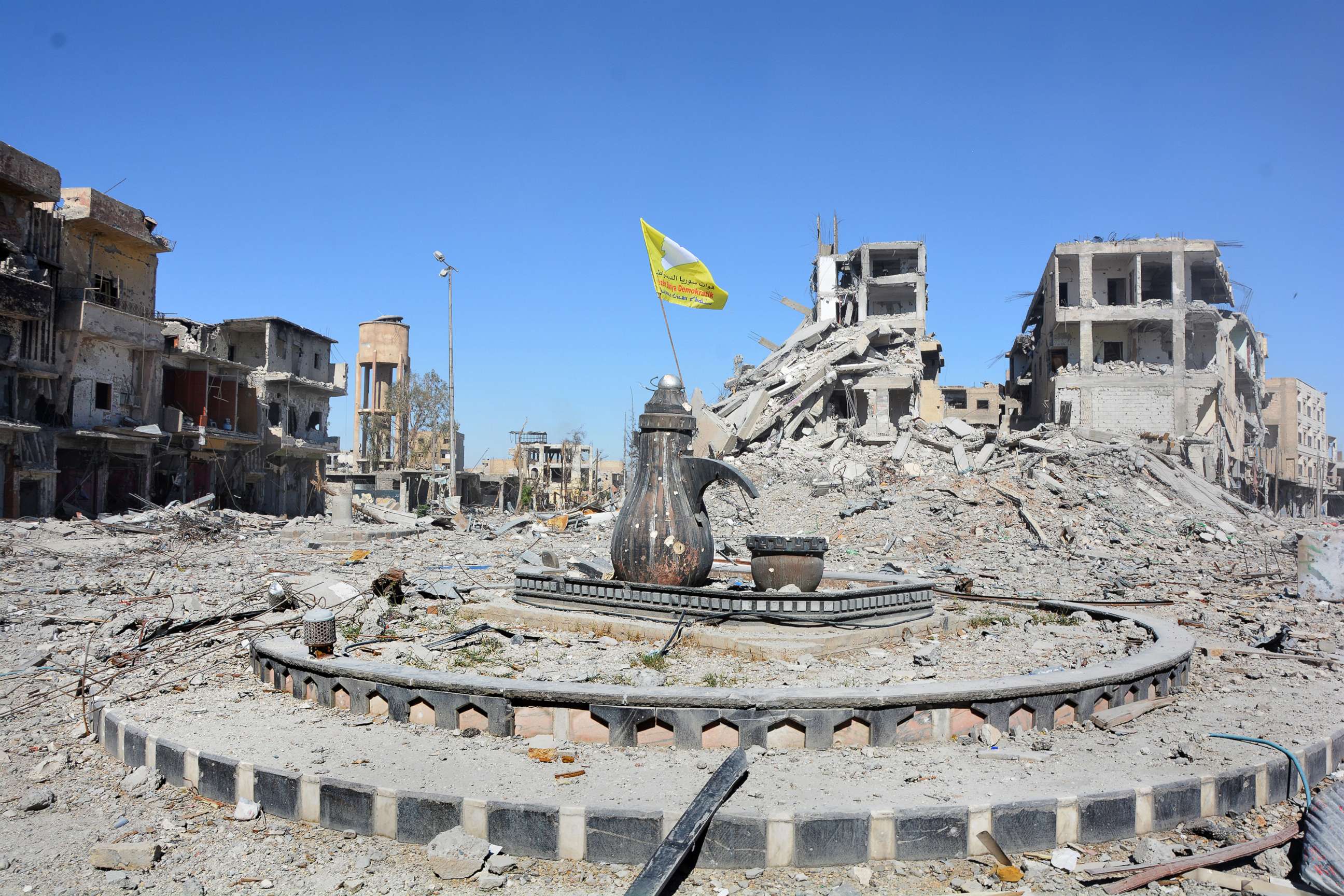 PHOTO: Naim Square roundabout following the liberation of Raqqa, Syria, Oct. 18, 2017. 