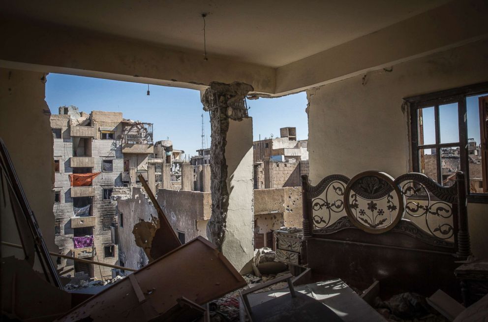 PHOTO: A destroyed bedroom in Raqqa, Syria, Oct. 16, 2017. 