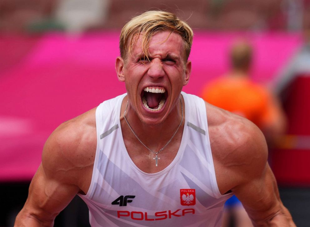 PHOTO: Piotr Lisek of Poland reacts after competing in the men's pole vault on July 31, 2021 in Tokyo, Japan.