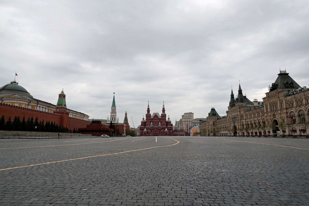 PHOTO: A view shows an almost empty Red Square amid the outbreak of the novel coronavirus in Moscow, Russia, on May 4, 2020.