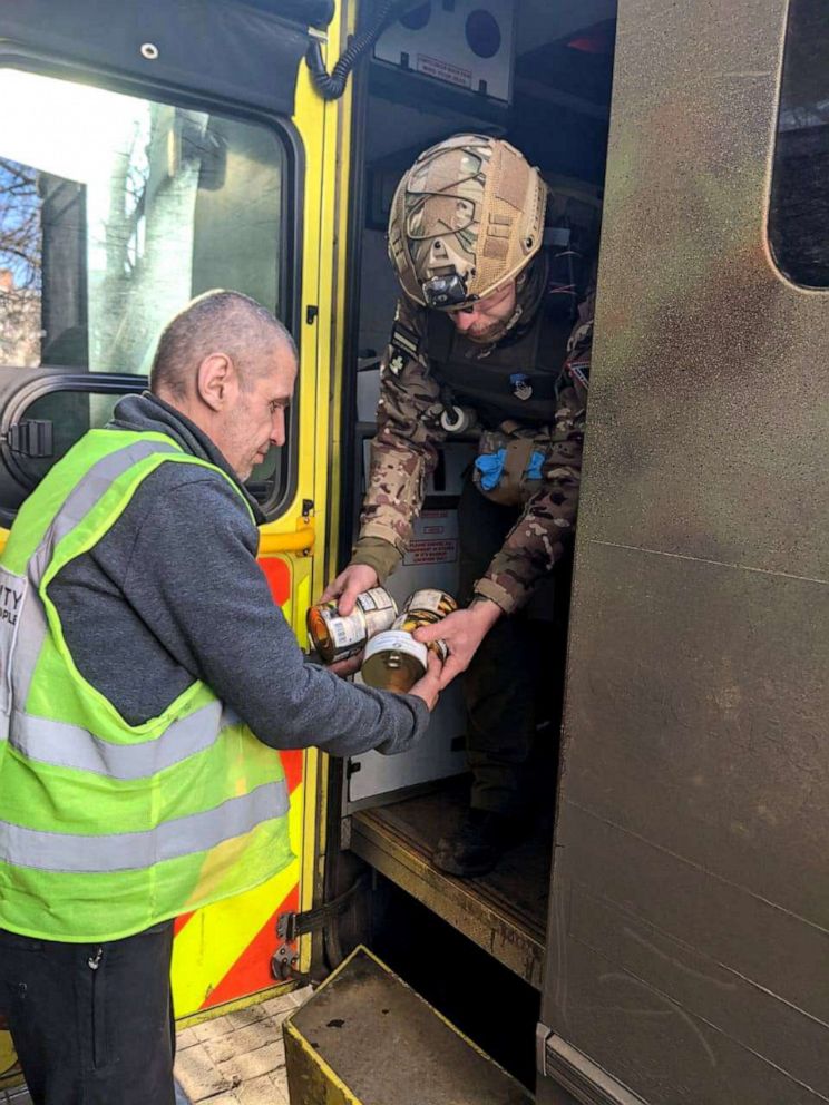 PHOTO: Erko Laidinen, a 35-year-old Estonian medic, and his team are in Ukraine to help victims of the war with Russia. Laidinen is seen inside the vehicle.