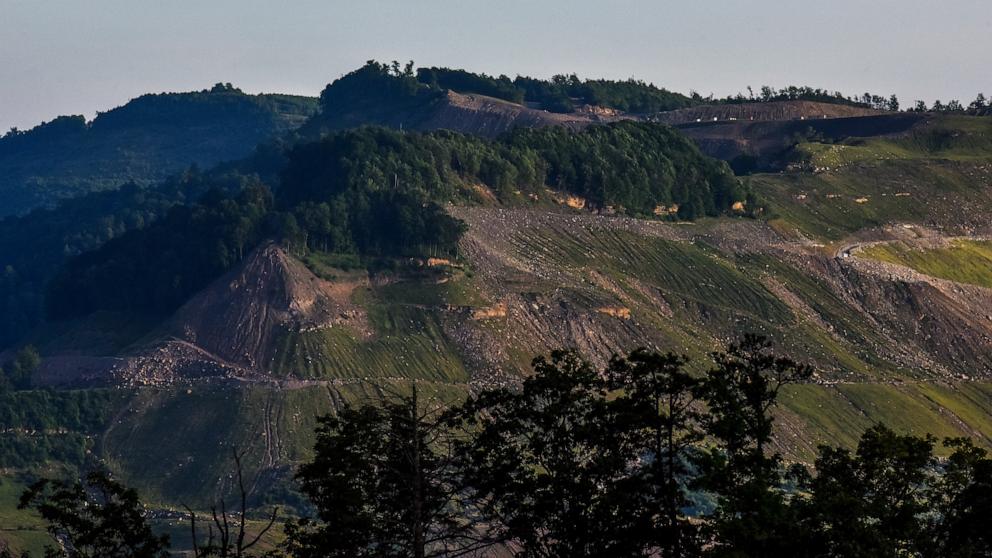 PHOTO: Mountainsides have been stripped of their trees and scarred by coal mining, May 23, 2019, in Oven Fork, KY.  