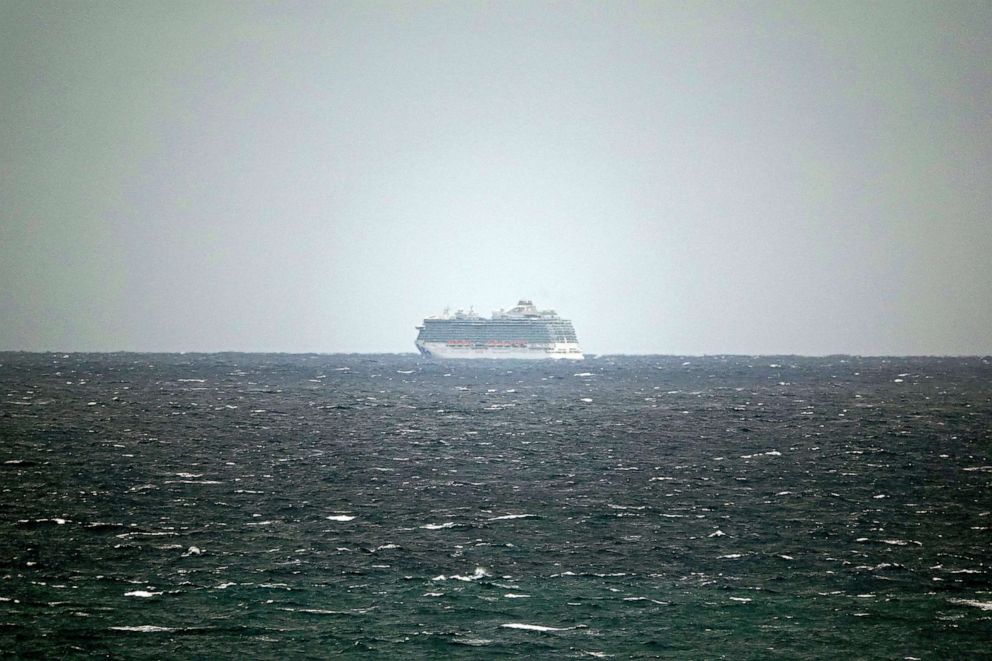 PHOTO:The Regal Princess Cruise ship is seen at sea about 5 miles off the coast of Fort Lauderdale, Fla., March 8, 2020.