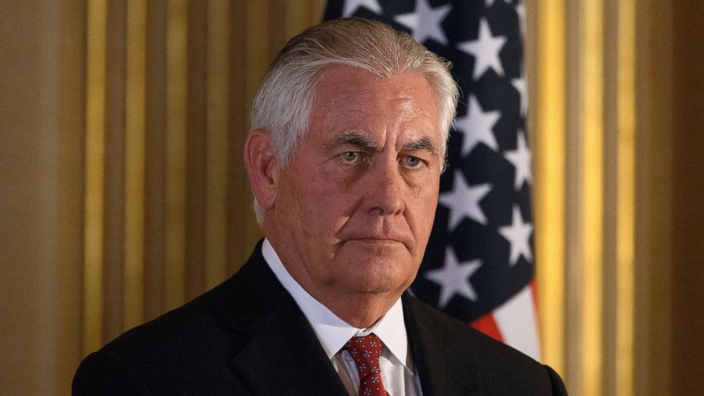 Secretary of State Rex Tillerson speaks at a press conference with British Foreign Secretary Boris Johnson, Sept. 14, 2017, in London.