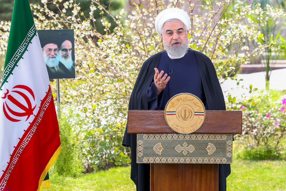 PHOTO: A handout picture provided by the Iranian presidency on March 20, 2020 shows President Hassan Rouhani delivering a speech on the occasion of Noruz, the Iranian New Year, in Tehran.