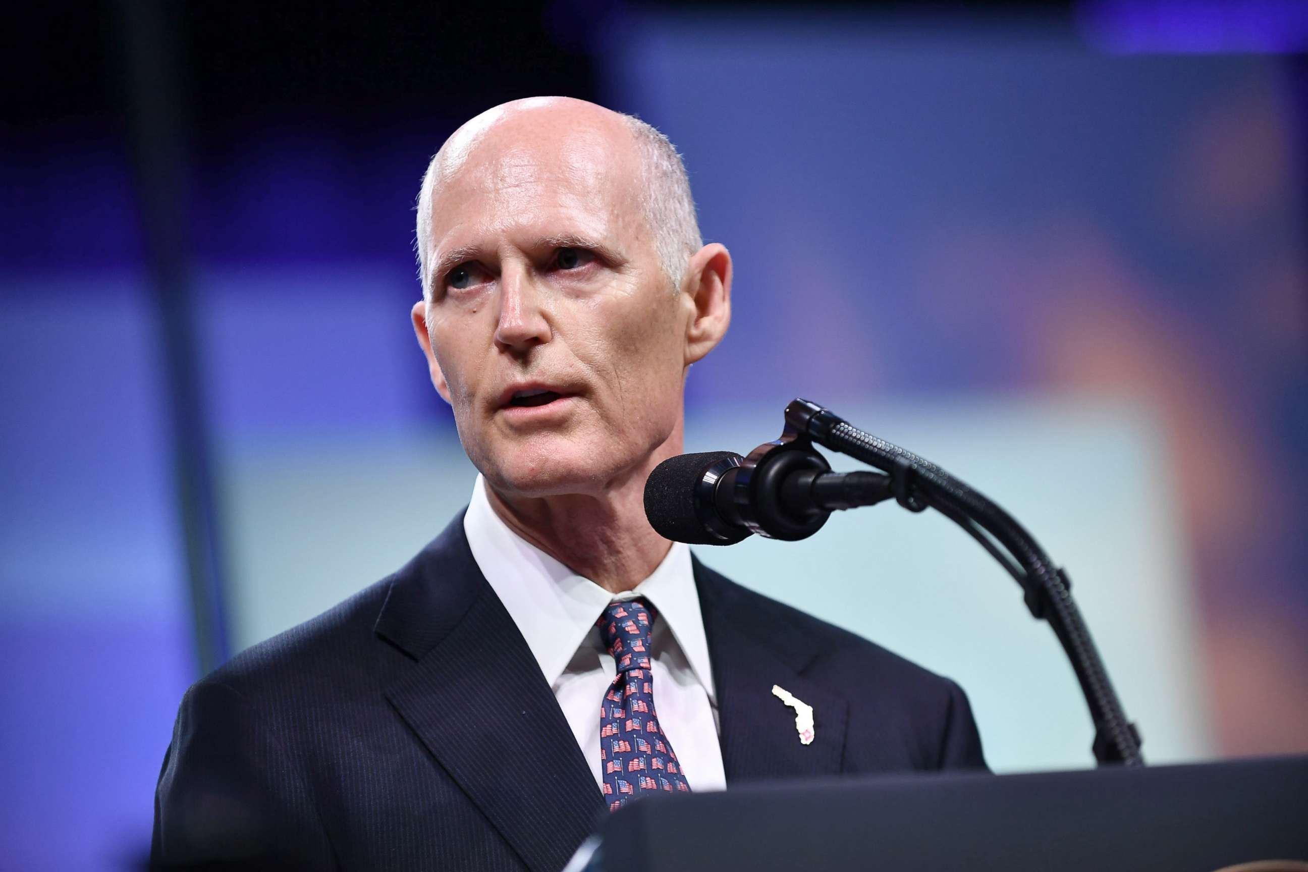 PHOTO: Florida Governor Rick Scott addresses the Chiefs of Police (IACP) annual convention at the Orange County Convention Center in Orlando, Fla., Oct. 8, 2018. 