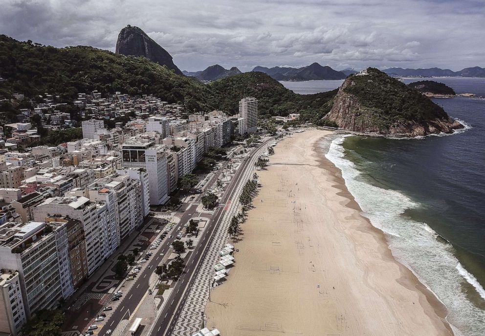 PHOTO: The beach of Leme, empty due to restrictive measures to prevent the spread of the coronavirus in Rio de Janeiro, Brazil, March 24, 2020.