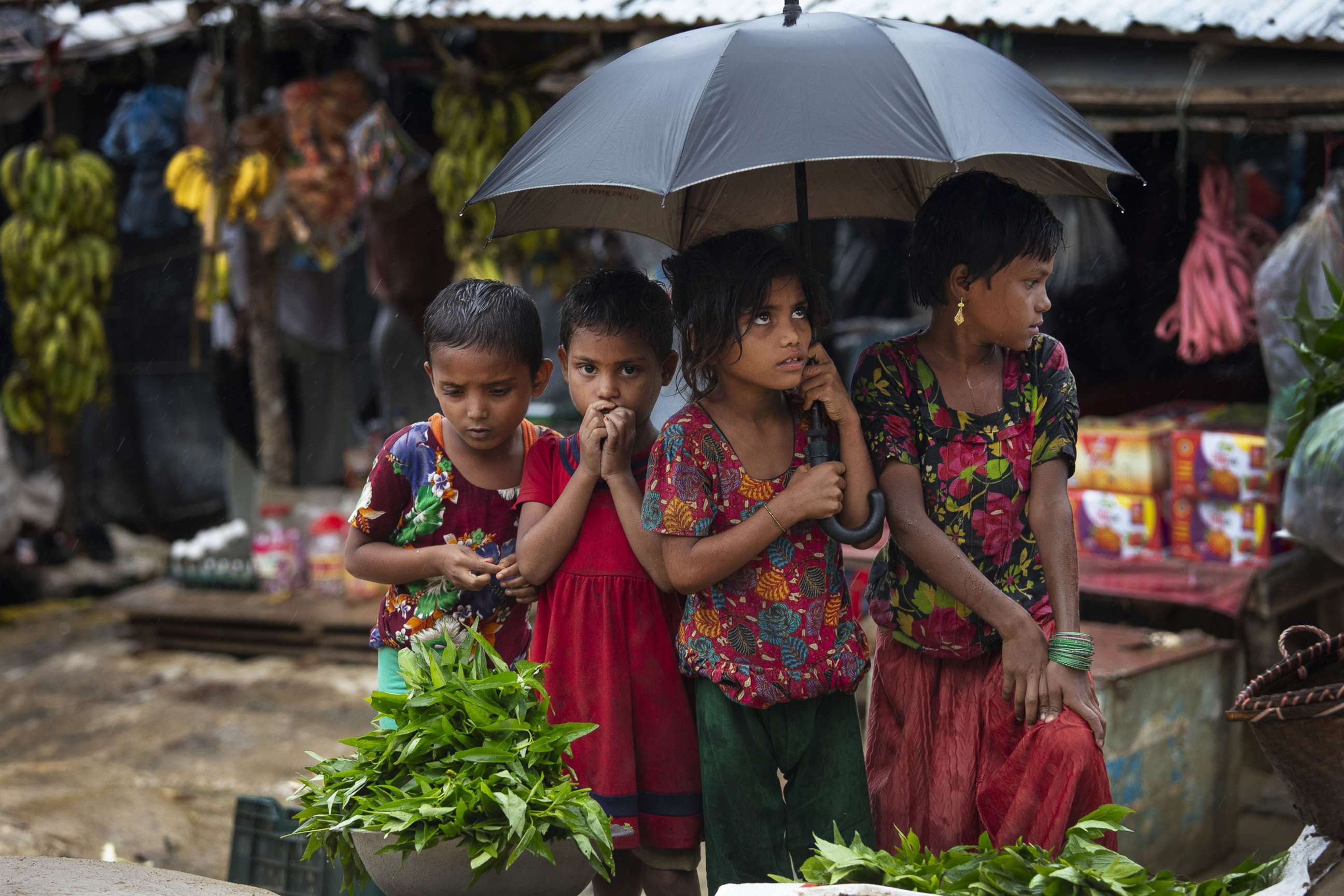 PHOTO: Monsoon hit the refugee camps Aug. 28, 2018 in Unchiprang refugee camp, Cox's Bazar, Bangladesh. UN investigators said that Myanmar's army had carried out genocide against the Rohingya and that its top military figures must be investigated.