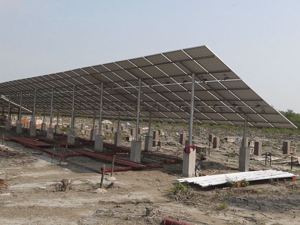 PHOTO: On the Floating Island of Bhasan Char, the Bangladesh government is building solar panels in anticipation for the thousands of Rohingya refugees that are expected to live there.