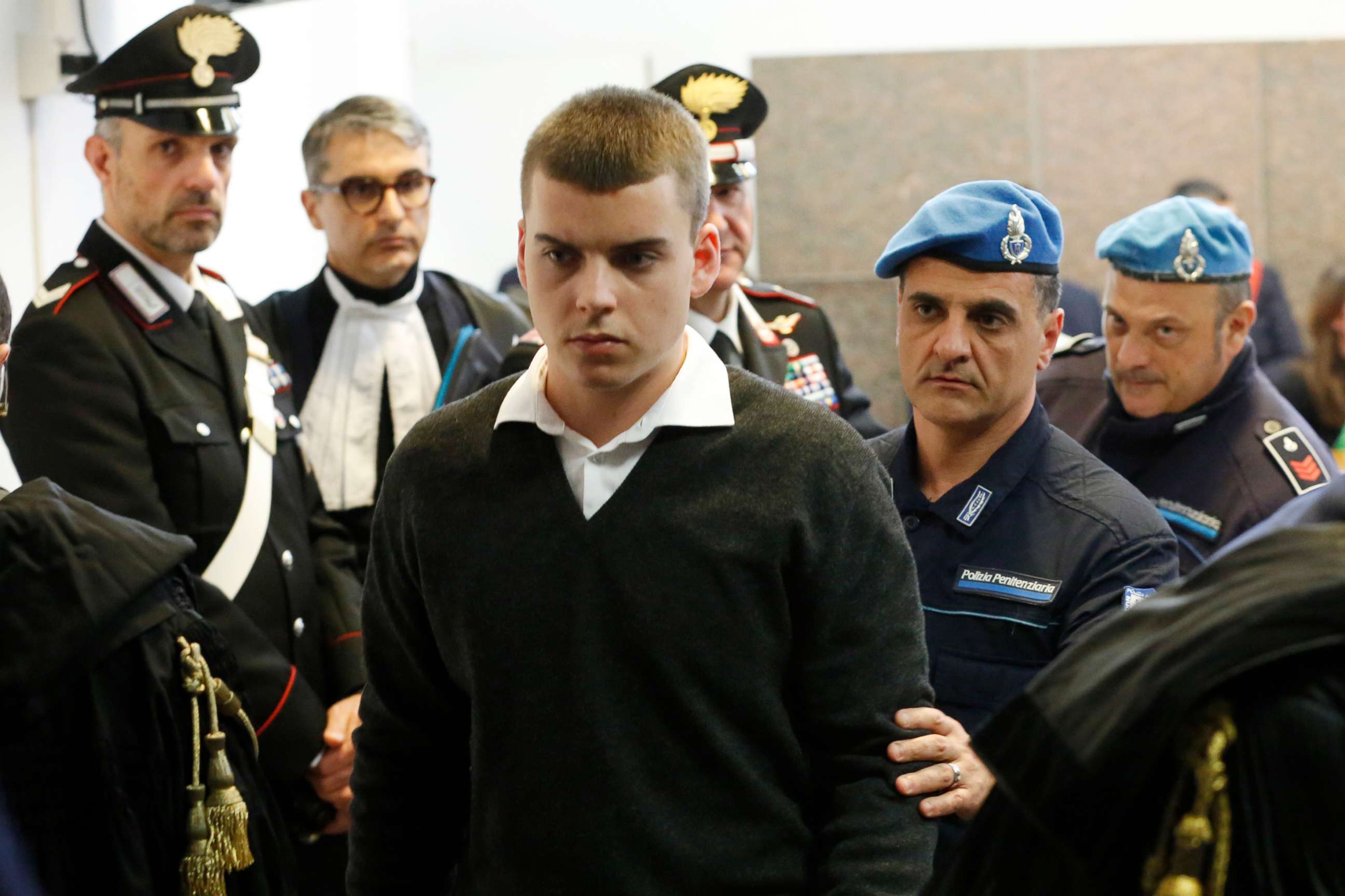 PHOTO: Gabriel Natale Hjorth attends the opening of the trial for the killing of Italian policeman Mario Cerciello Rega in Rome, Wednesday, Feb. 26, 2020.