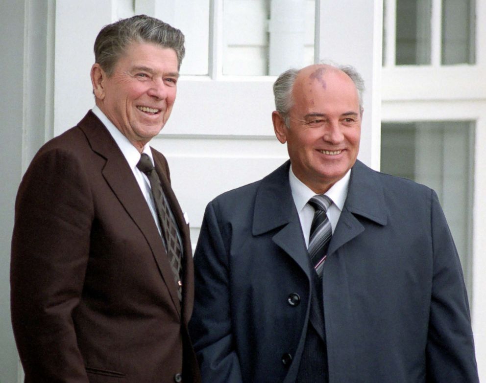PHOTO: President Ronald Reagan and Russian leader Mikhail Gorbachev are pictured at the historic 1986 Reagan-Gorbachev summit in Reykjavik, Iceland.