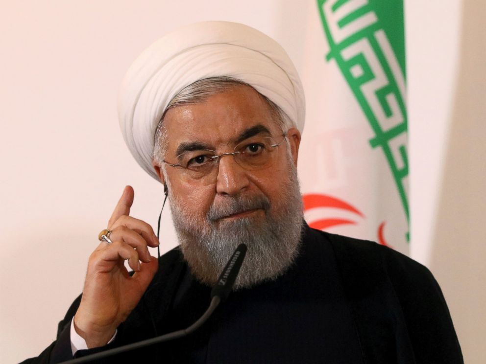 Iranian President Hassan Rouhani speaks during a joint news conference as part of a meeting with Austrias Chancellor Sebastian Kurz at the federal chancellery in Vienna, Austria, Wednesday, July 4, 2018.