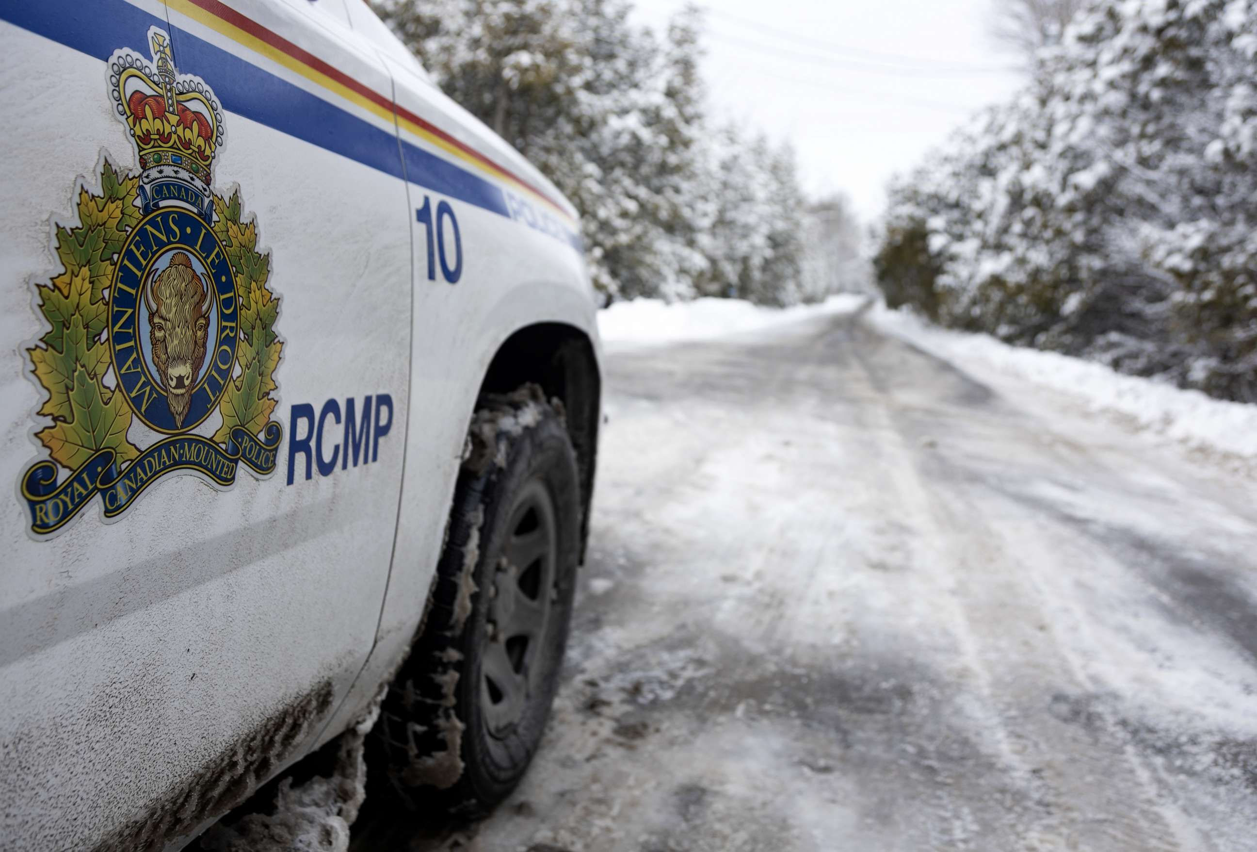 PHOTO: A Royal Canadian Mounted Police (RCMP) car along Roxham Road in Saint-Bernard-de-Lacolle, Quebec, Canada, March 5, 2023.