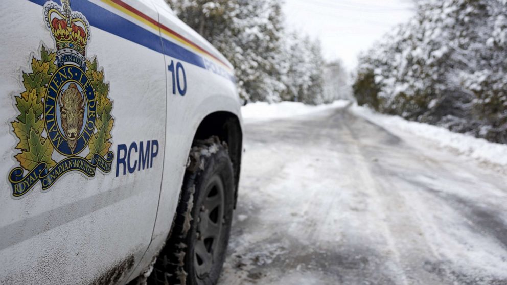 PHOTO: A Royal Canadian Mounted Police (RCMP) car along Roxham Road in Saint-Bernard-de-Lacolle, Quebec, Canada, March 5, 2023.