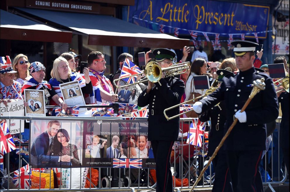 PHOTO: Spectators line the parade route to watch the rehearsal for the royal wedding of Prince Harry and Meghan Markle, May 17, 2018, in Windsor, England.