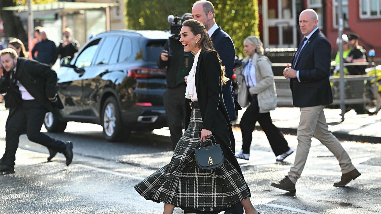 PHOTO: Britain's Prince William, Prince of Wales and Britain's Catherine, Princess of Wales depart after visiting The Commons, a community center in Belfast, Northern Ireland, October 9, 2026.