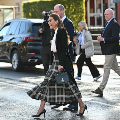 PHOTO: Britain's Prince William, Prince of Wales and Britain's Catherine, Princess of Wales depart after visiting The Commons, a community center in Belfast, Northern Ireland, October 9, 2026. 
