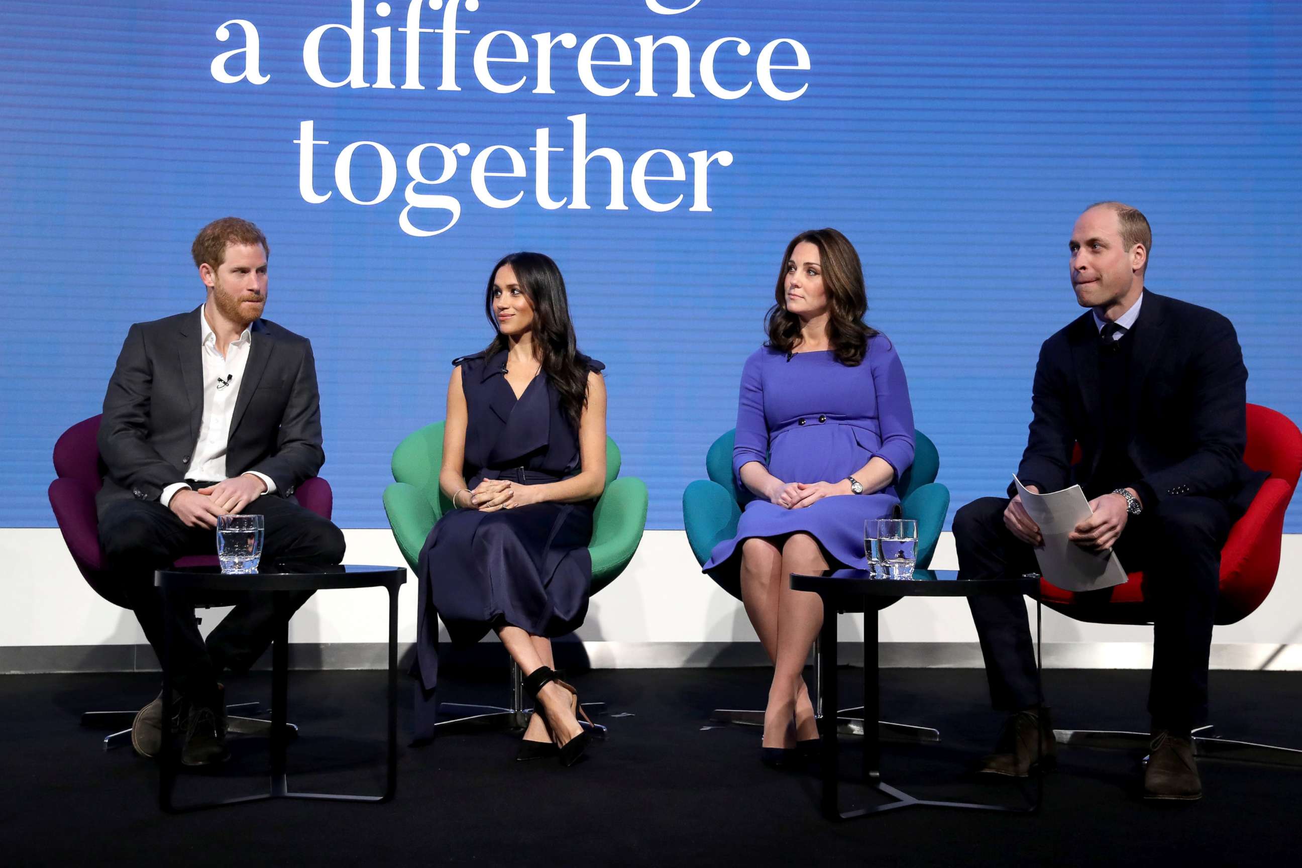 PHOTO: Prince Harry, Meghan Markle, Catherine, Duchess of Cambridge and Prince William, Duke of Cambridge attend the first annual Royal Foundation Forum held at Aviva, Feb. 28, 2018 in London.