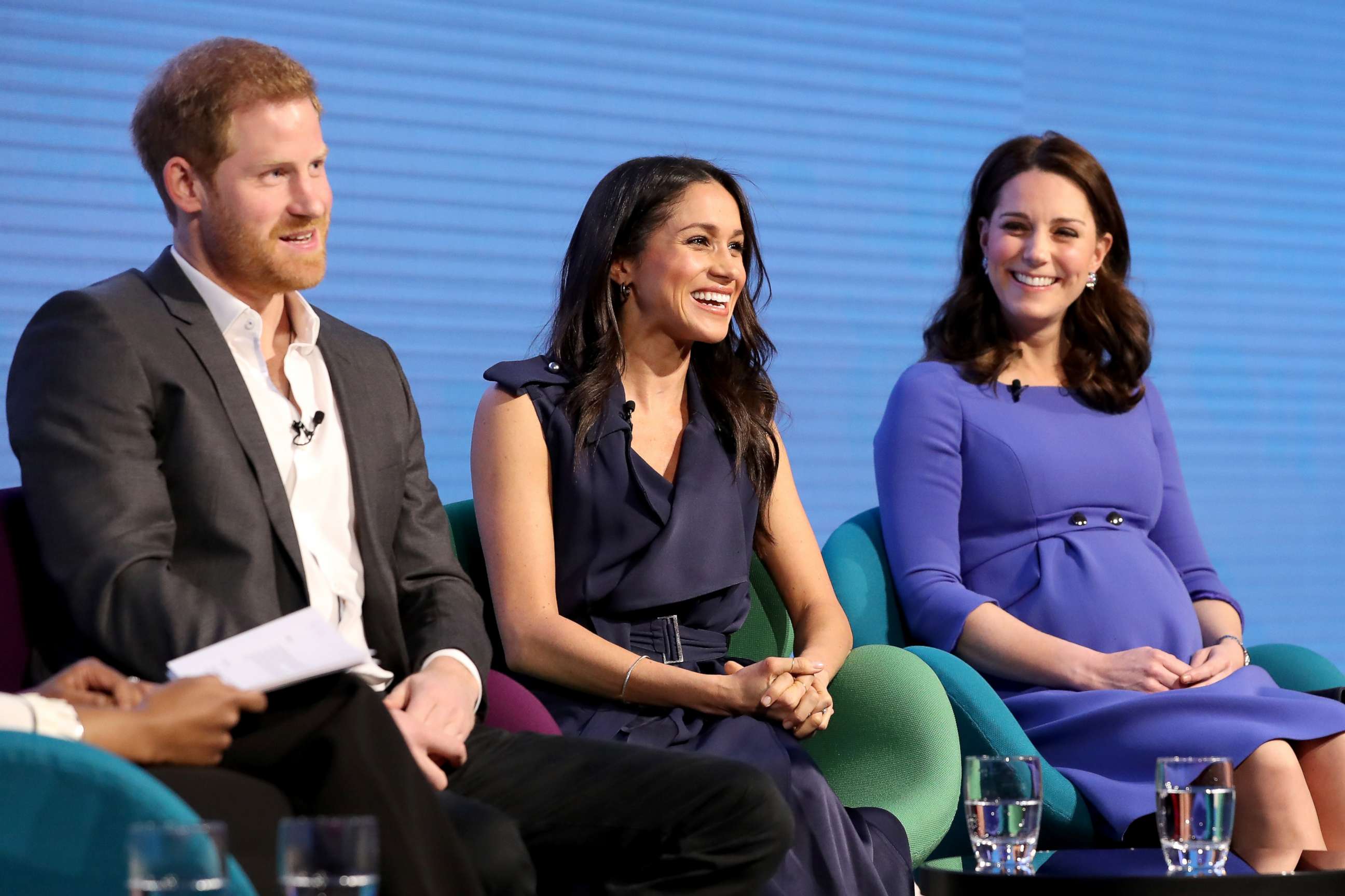 PHOTO: Prince Harry, Meghan Markle and  Catherine, Duchess of Cambridge attend the first annual Royal Foundation Forum held at Aviva, Feb. 28, 2018 in London.