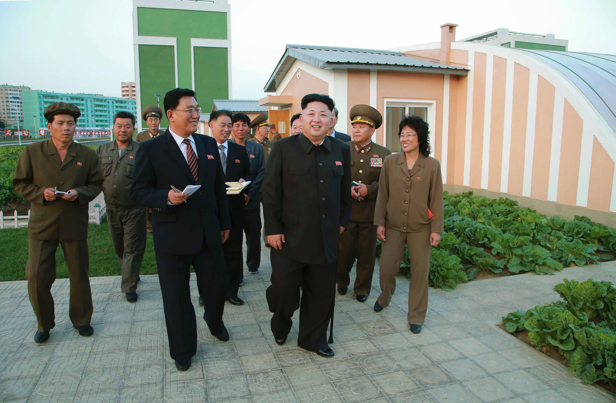 PHOTO: North Korean leader Kim Jong-un appears at the newly built Wisong Scientists Residential District in this undated photo released by North Korea's Korean Central News Agency in Pyongyang Oct. 14, 2014.