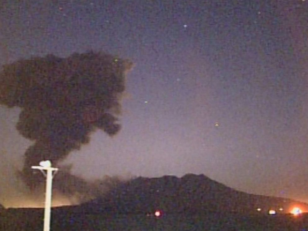 PHOTO: This handout picture released on the Japan Meteorological Agency home page on February 5, 2016 shows a volcano named Sakurajima erupting in Japan.