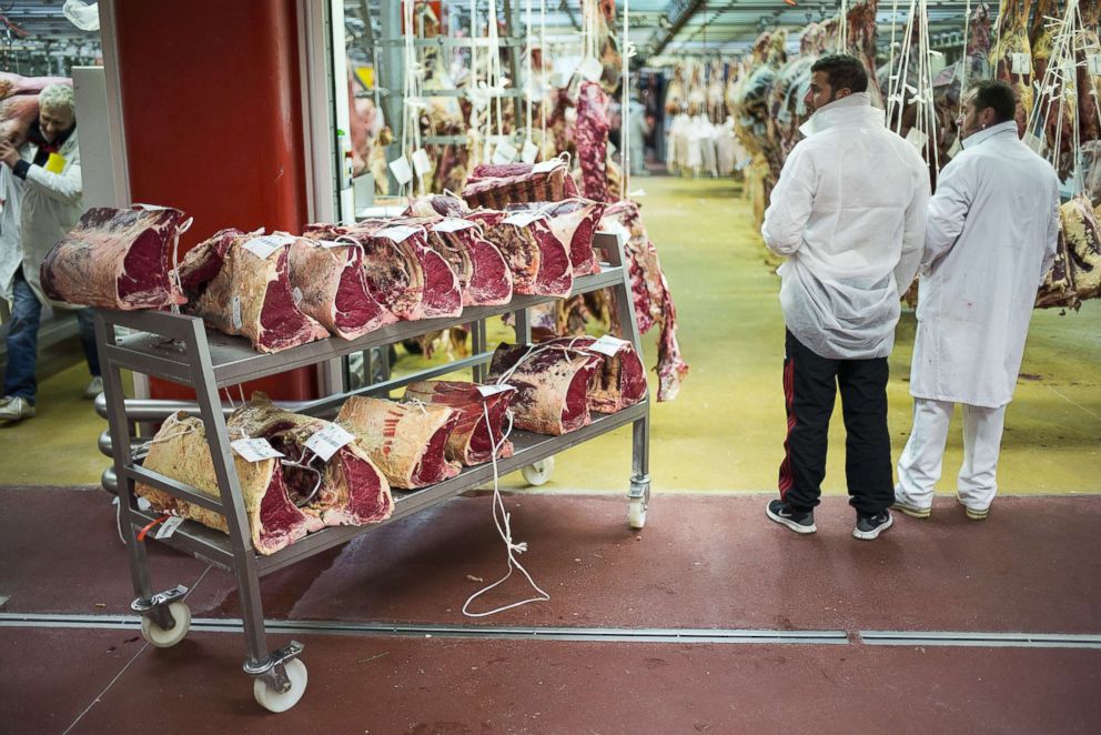 PHOTO: In this file photo, beef meat pieces are pictured at the Rungis international market in Rungis, outside Paris, Dec. 23, 2014.