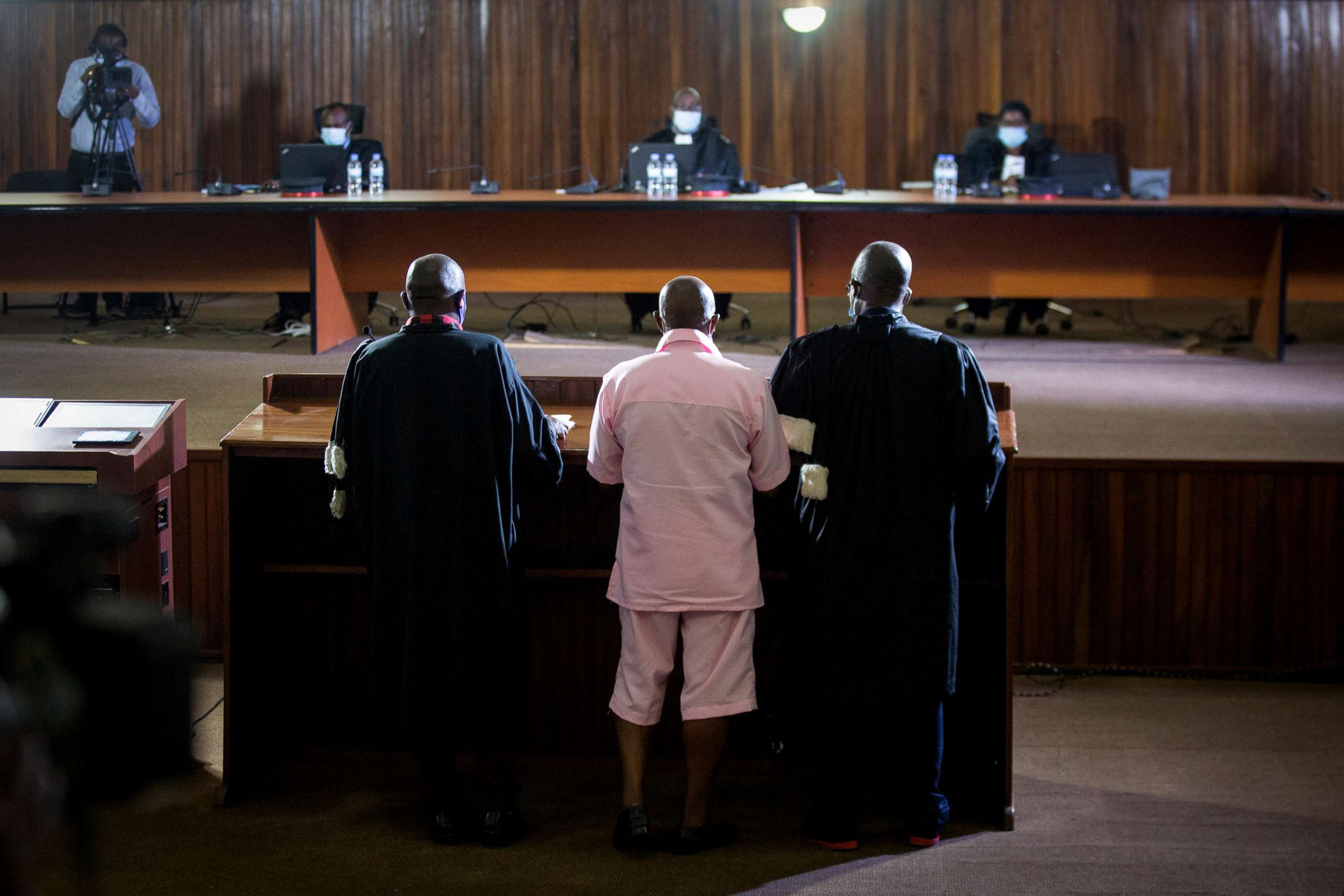 PHOTO: Paul Rusesabagina attends a court hearing in Kigali, Rwanda, Feb. 26, 2021.