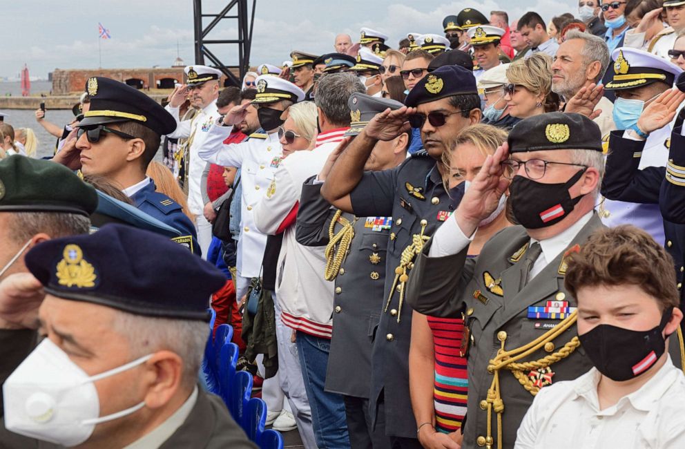 PHOTO: The naval parade on the Russian Navy Day, July 25, 2021, in St. Petersburg, Russia.