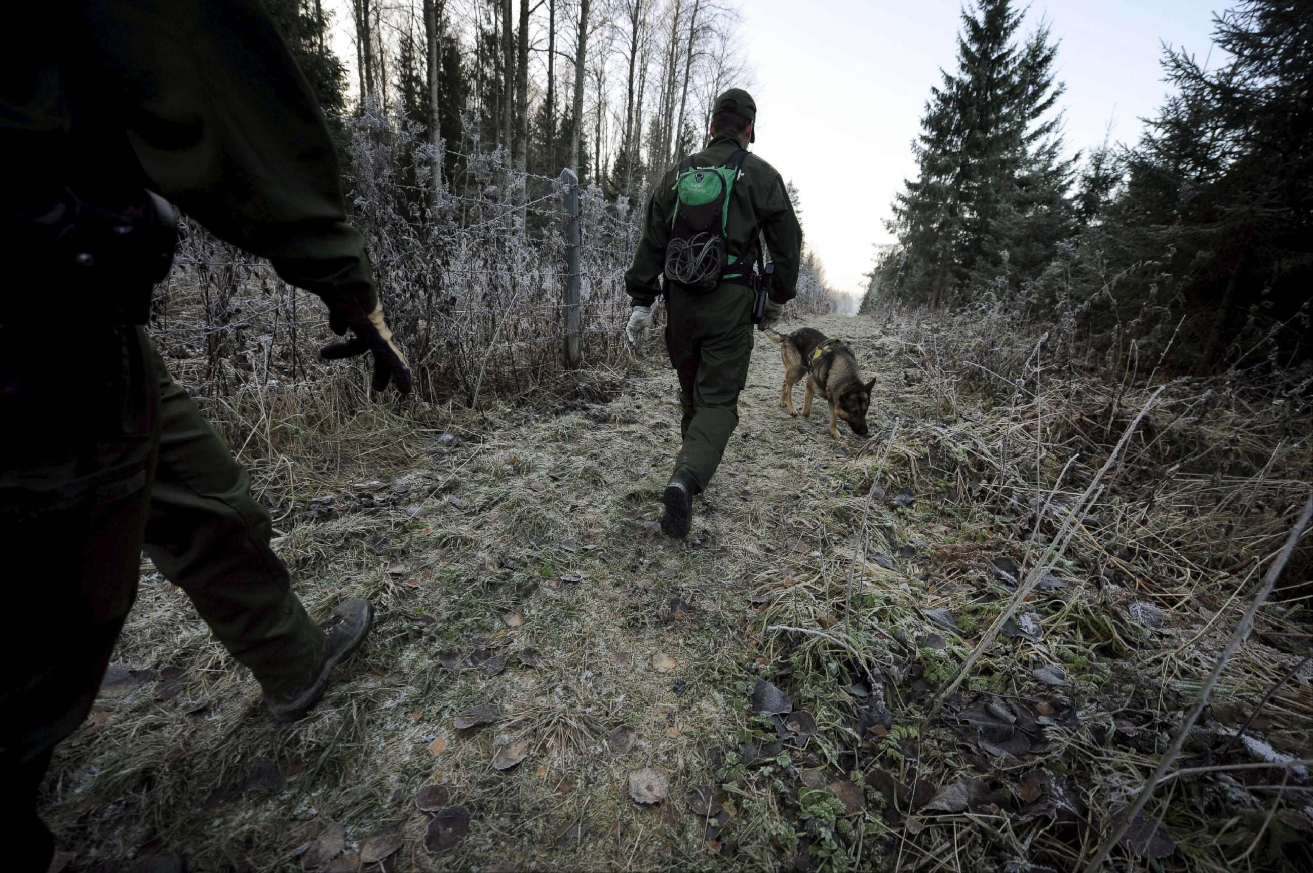PHOTO: Finnish border guards patrol at the border between Finland and Russia, Nov. 3, 2009. the 3rd of November, 2009.