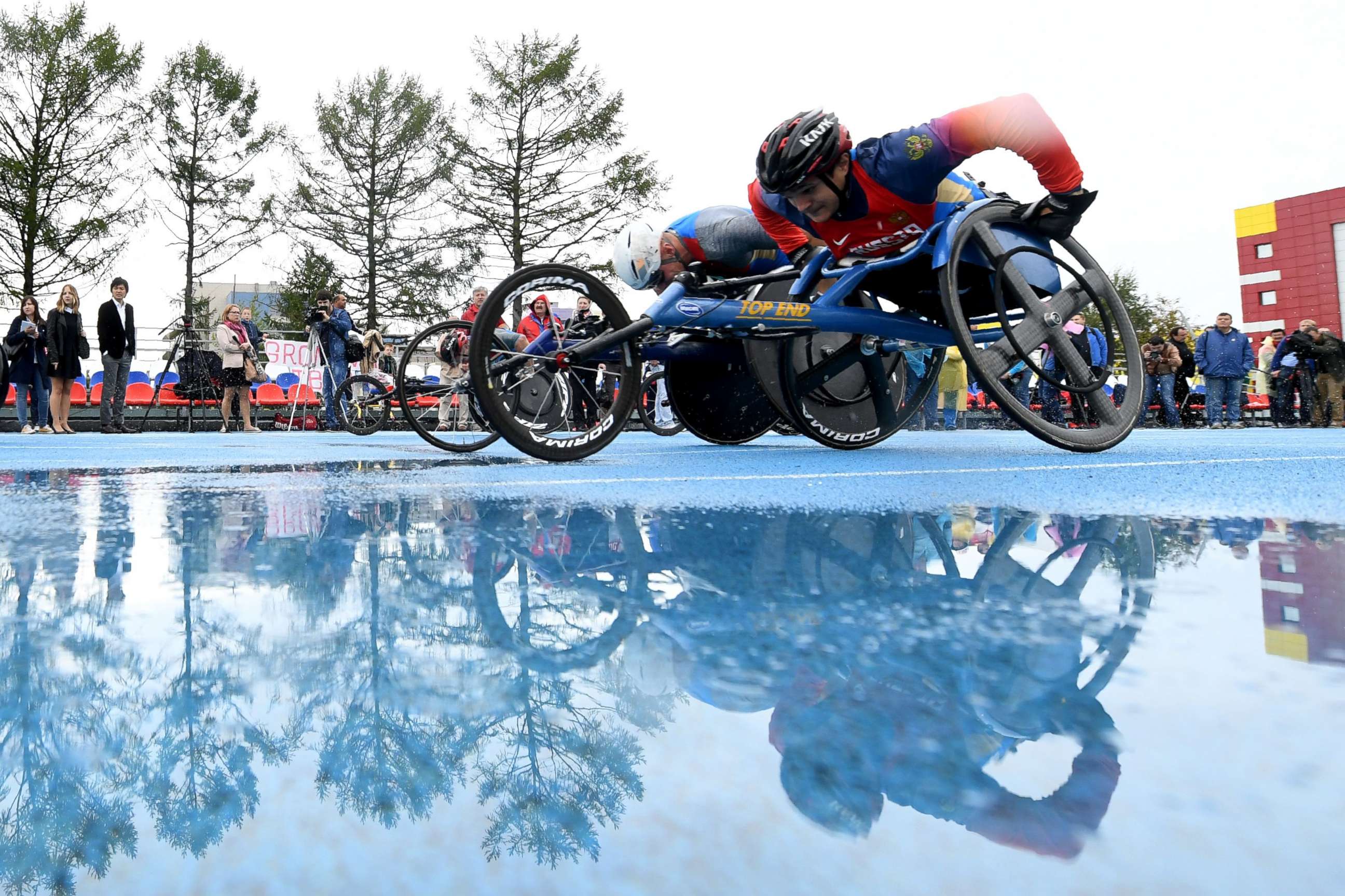 PHOTO: In this file photo taken on Sept. 08, 2016, shows Russia's Paralympians, outside Moscow, as part of the country's two-day competition for its athletes banned from the Rio 2016 Paralympic Games over evidence of state-run doping.