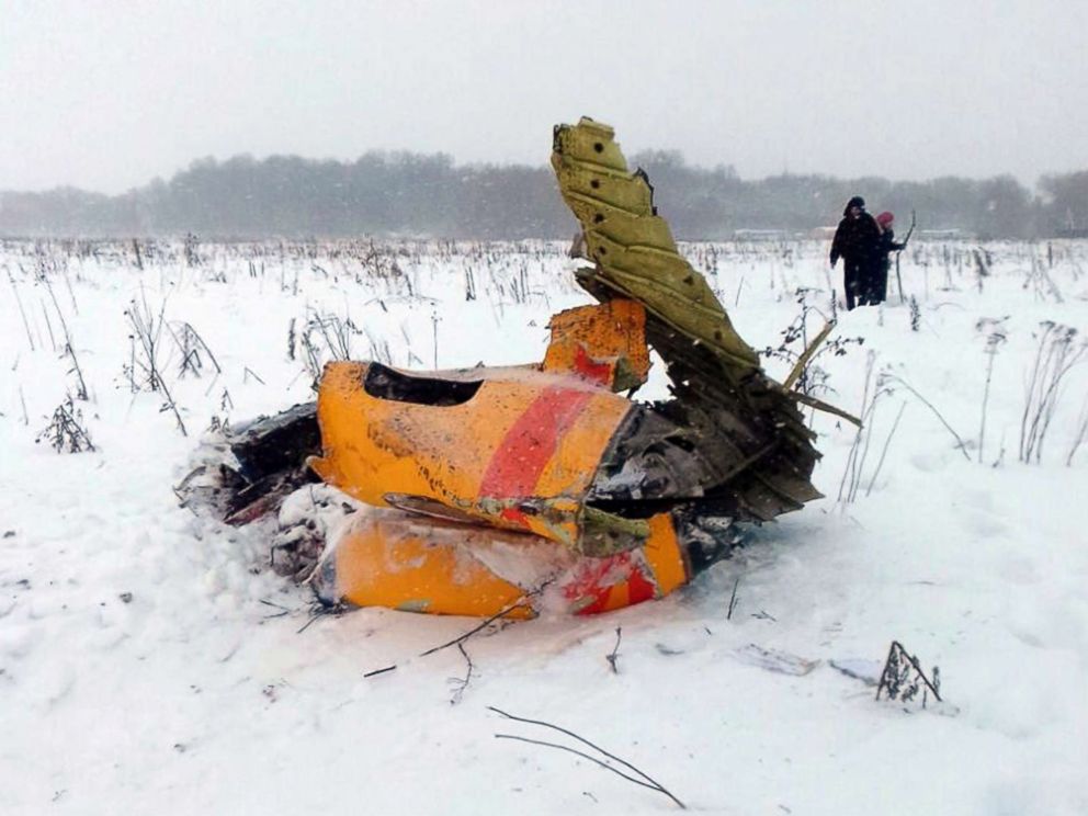 PHOTO: Debris of the crashed Russian Saratov Airlines passenger plane lies in the snow near the Stepanovskoy village near Argunovo, Ramensky district, Moscow region, Russia, Feb. 11, 2018.