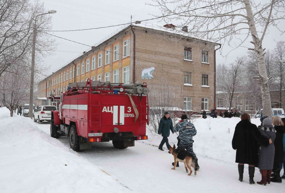 PHOTO: A view shows a local school after reportedly several unidentified people wearing masks injured schoolchildren with knives in the city of Perm, Russia, Jan. 15, 2018.