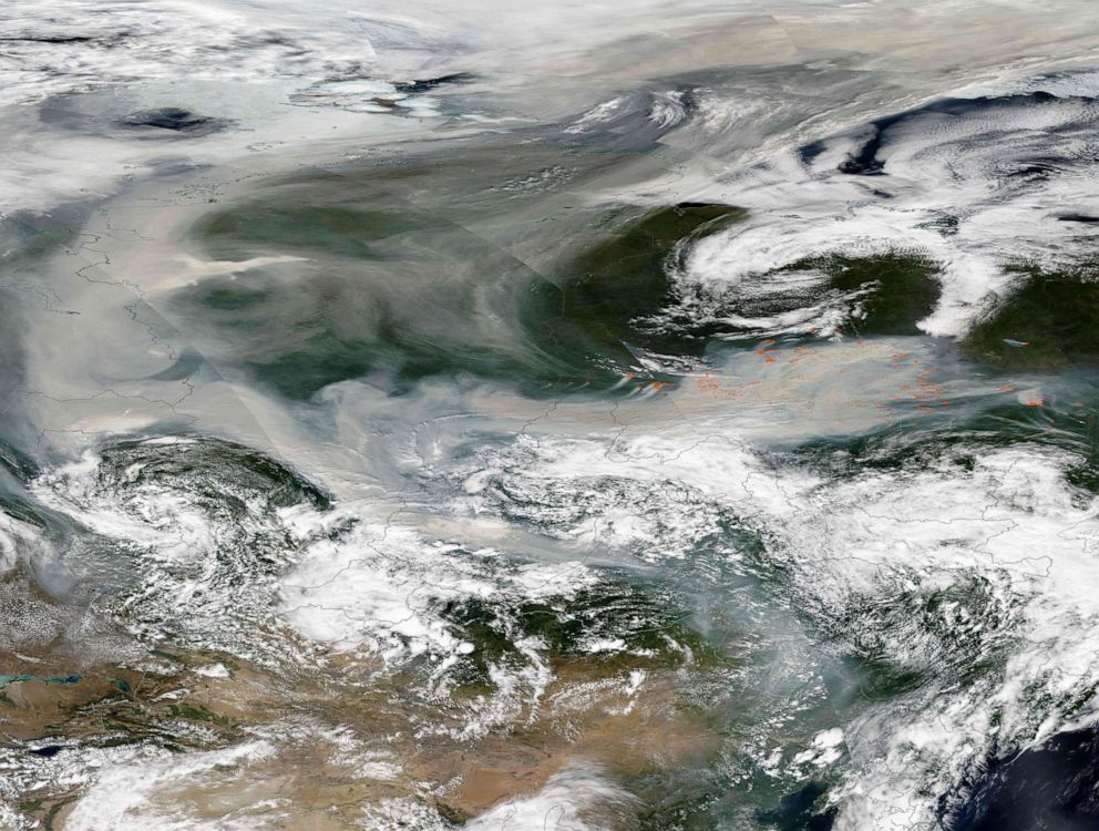 PHOTO: Smoke emitted from hundreds of forest fires covering most of Russia, Aug. 6, 2021.