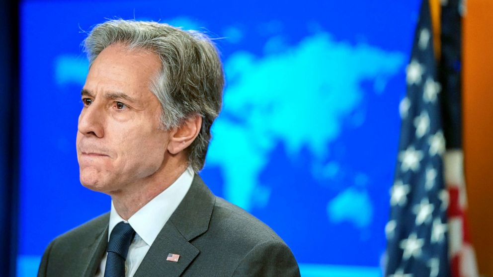 PHOTO: Secretary of State Antony Blinken discusses Russia's invasion of Ukraine during a news conference in Washington, March 2, 2022.