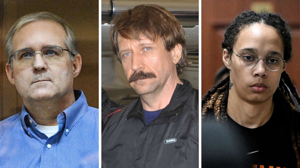 PHOTO: Paul Whelan, Viktor Bout, and Brittney Griner are pictured in a composite file image.
