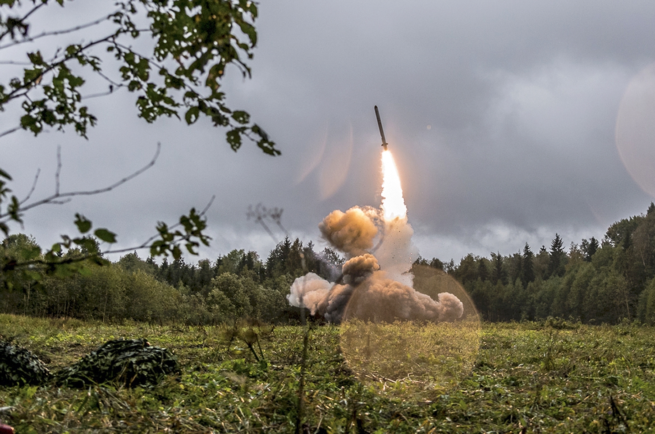 PHOTO: A Russian Iskander-K missile is launched during a military exercise at a training ground at the Luzhsky Range, near St. Petersburg, Russia, Sept. 18, 2017. 