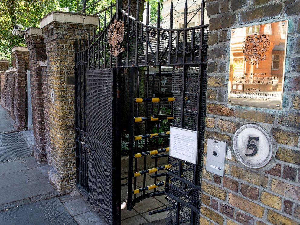 PHOTO: The Russian embassy is seen on on July 21, 2020 in London.