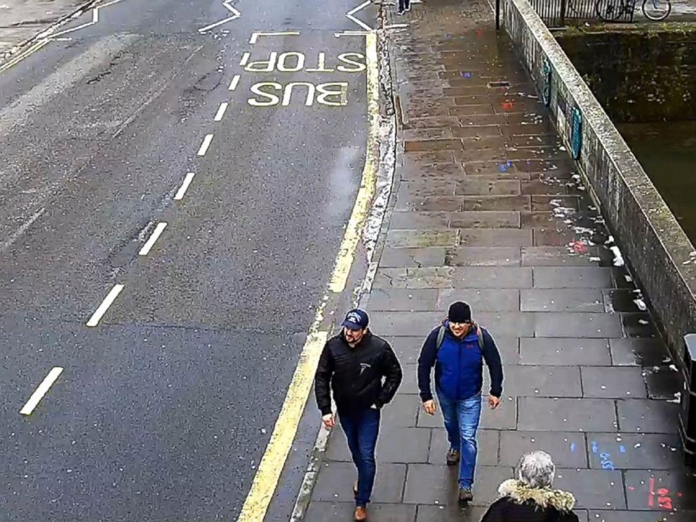 PHOTO: A surveillance image shows both suspects on Fisherton Road, Salisbury, at 1:05 p.m. on March 4, 2018.