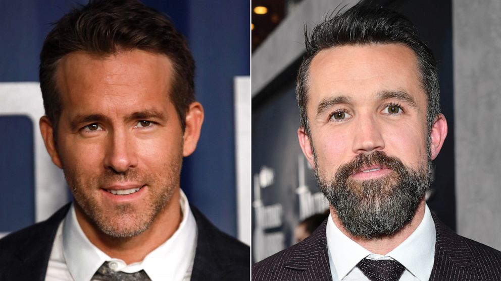PHOTO: Ryan Reynolds attends Netflix's "6 Underground" New York Premiere on Dec. 10, 2019, in New York. | Rob McElhenney attends the premiere of Apple TV+'s "Mythic Quest: Raven's Banquet" on Jan. 29, 2020, in Los Angeles.