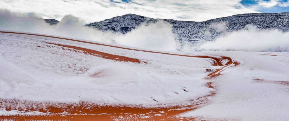 Rare Snowfall Hits The Sahara Desert Abc News Photo Snow Is Pictured In The Sahara Desert Near Town Of Ain Sefra