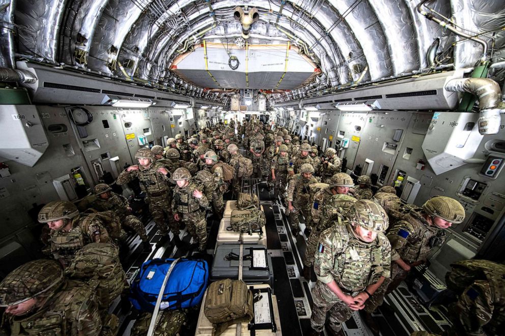 PHOTO: British Forces arrive in Kabul, Afghanistan, to provide support to British nationals leaving the country, as part of Operation PITTING after Taliban insurgents took control of the presidential palace in Kabul, Aug. 15, 2021.