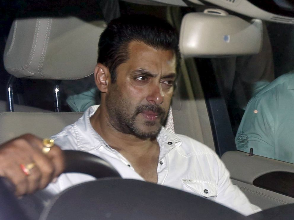 PHOTO: Bollywood actor Salman Khan sits in a car as he leaves a court in Mumbai, India in this May 6, 2015 file photo.