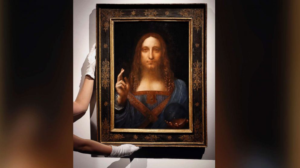 PHOTO: Leonardo da Vinci's "Salvator Mundi" is seen on display at Christie's auction rooms in London on Oct. 24, 2017. 