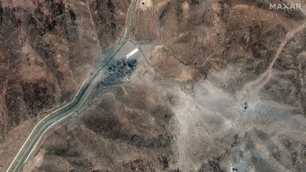 PHOTO: Satellite images released by Maxar Technologies show damage to the Fordo nuclear facility in Iran following U.S. strikes.