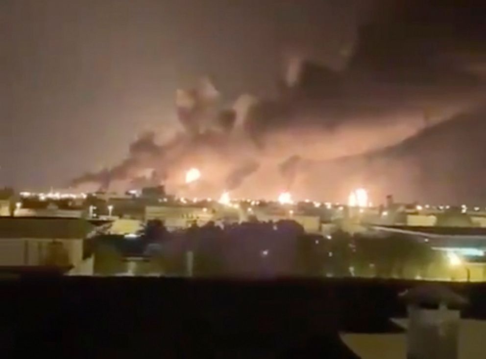 PHOTO: Smoke fills the sky at the Abqaiq oil processing facility on Saturday, Sept. 14, 2019, in Saudi Arabia.