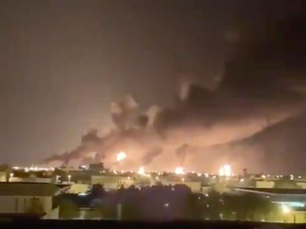PHOTO: Smoke fills the sky at the Abqaiq oil processing facility on Saturday, Sept. 14, 2019, in Saudi Arabia.