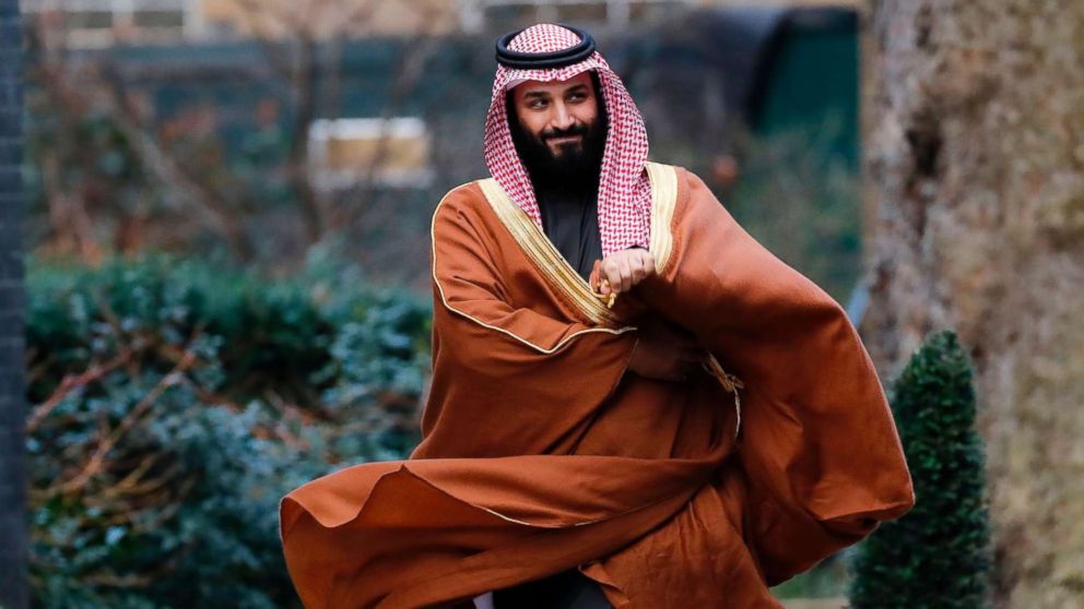 Saudi Arabia's Crown Prince Mohammed bin Salman arrives for talks at 10 Downing Street, in central London, March 7, 2018.