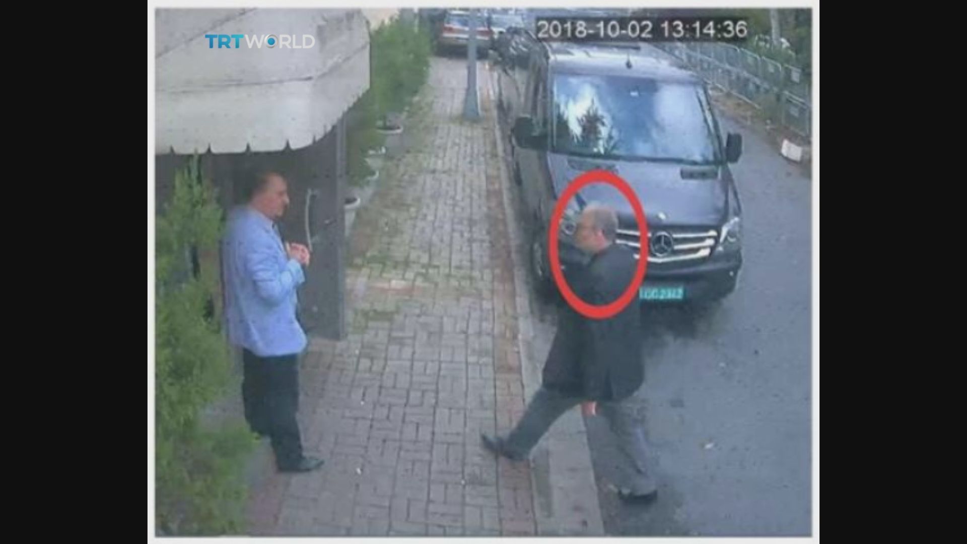 PHOTO: This image taken from CCTV video obtained by the Turkish broadcaster TRT World and made available on Sunday, Oct. 21, 2018, purportedly showing Saudi journalist Jamal Khashoggi entering the Saudi consulate in Istanbul, Oct. 2, 2018.