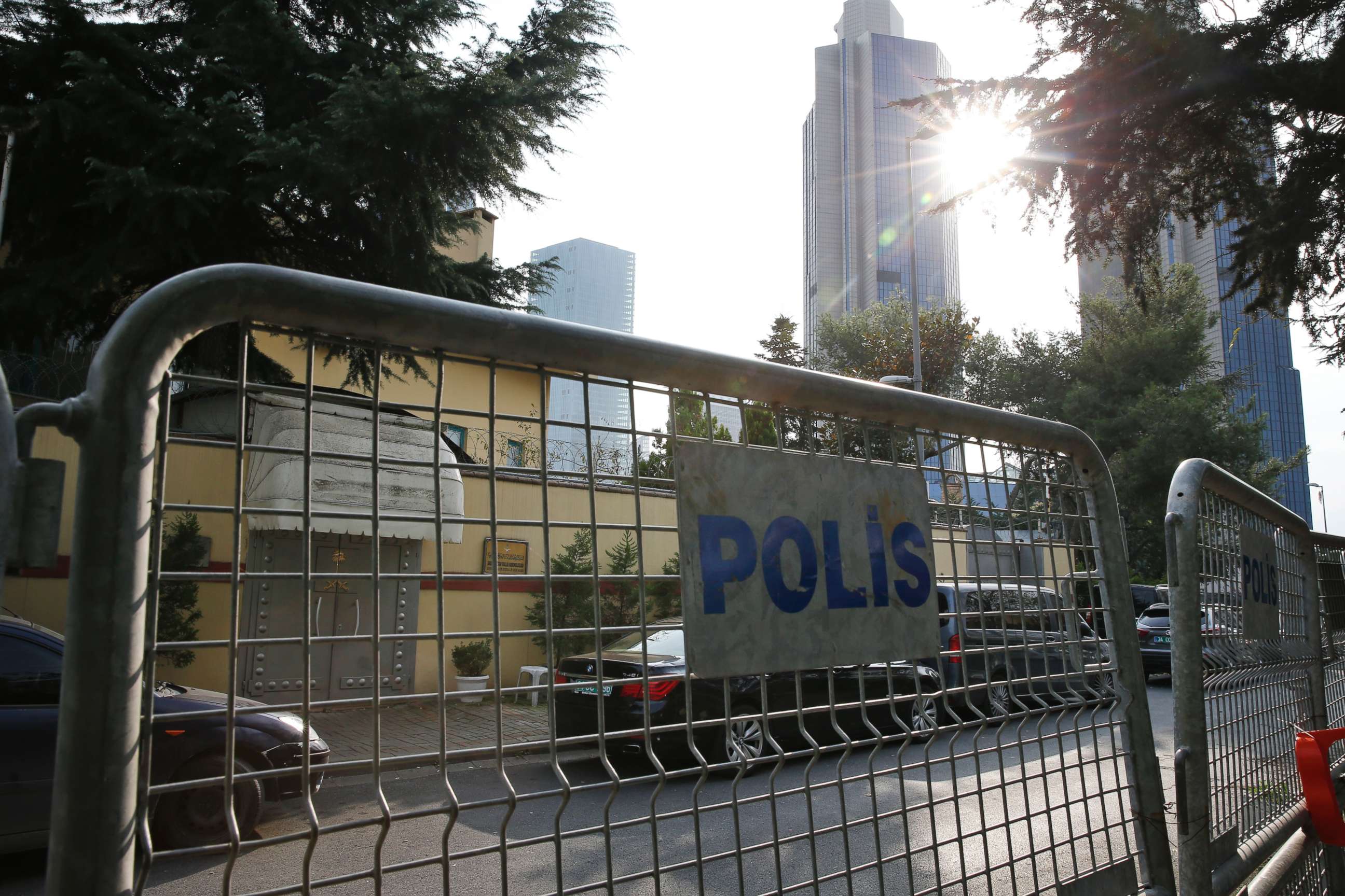 PHOTO: Barriers block the road leading to Saudi Arabia's consulate in Istanbul, Oct. 20, 2018. 